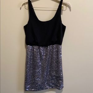 Black dress with silver sequin skirt
